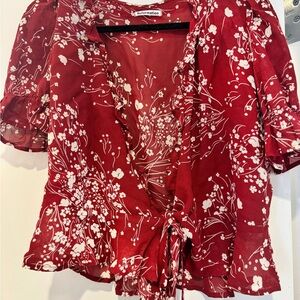 LIKE NEW Reformation Burgundy Floral Blouse